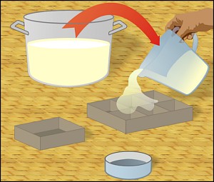 Pouring Soap into Moulds.